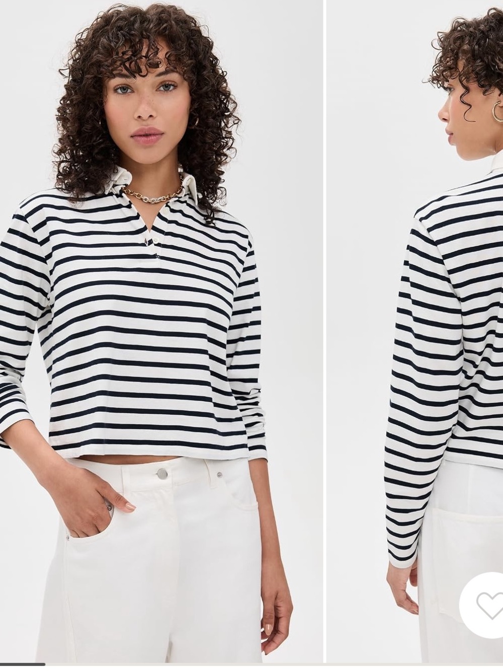 Kule Lexi top Striped Collared Long Sleeve Top - Black & White - Picture 2 of 7